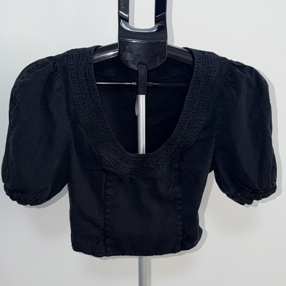 Anthropologie Tops - Anthropologie Elegant Black Puff Sleeve Top
